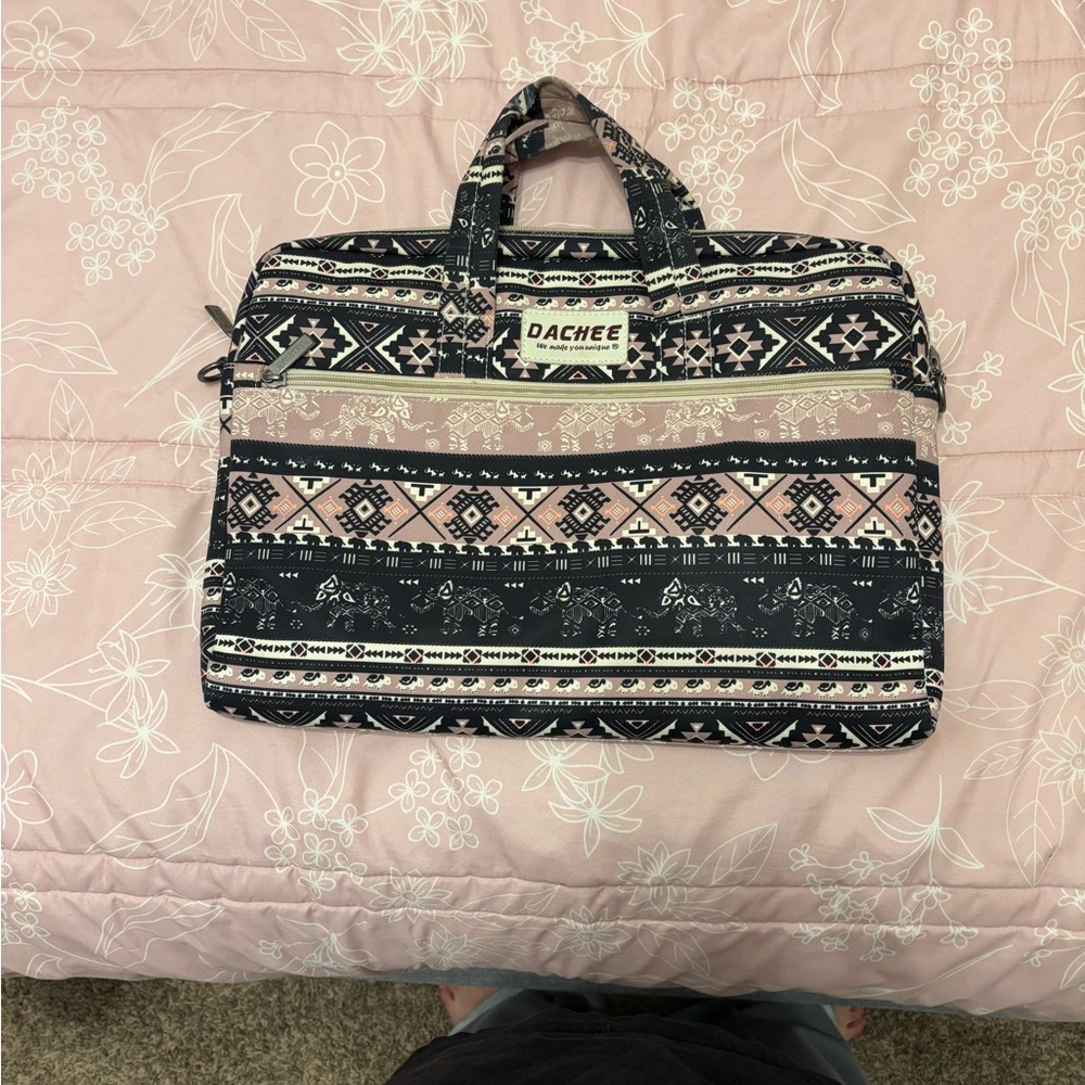 Black and Pink Patterned Computer Case